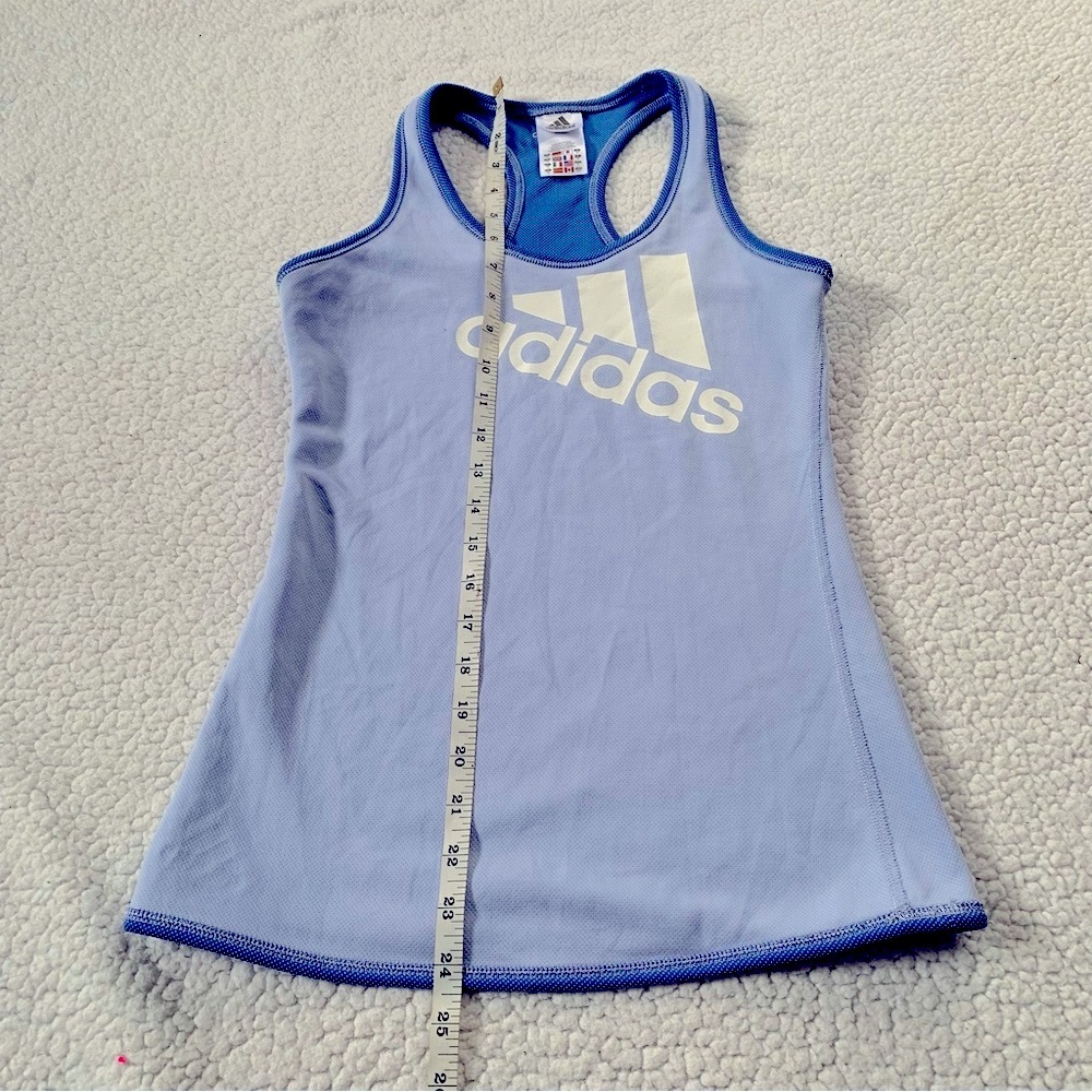 Adidas Light Blue Racerback Tank with White Logo - Picture 4 of 6